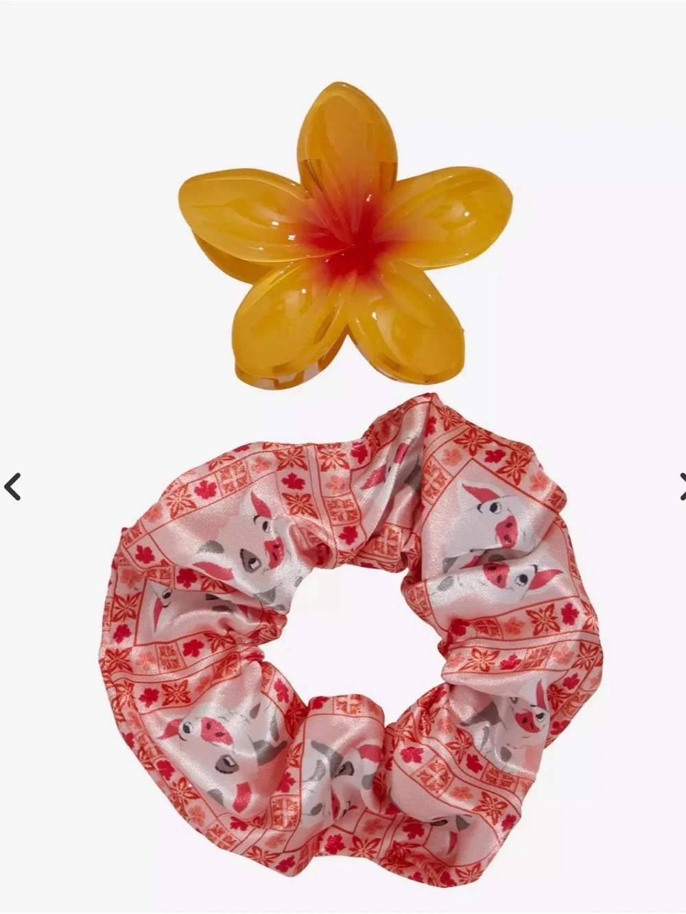 NWT Disney Moana Pua Flower Hair Clip & Scrunchie Set
